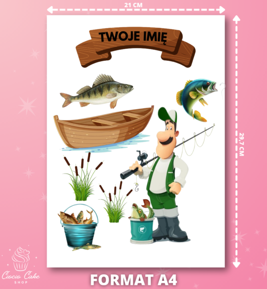 Wydruk Cukrowy Rybak + Twoje Imię #1